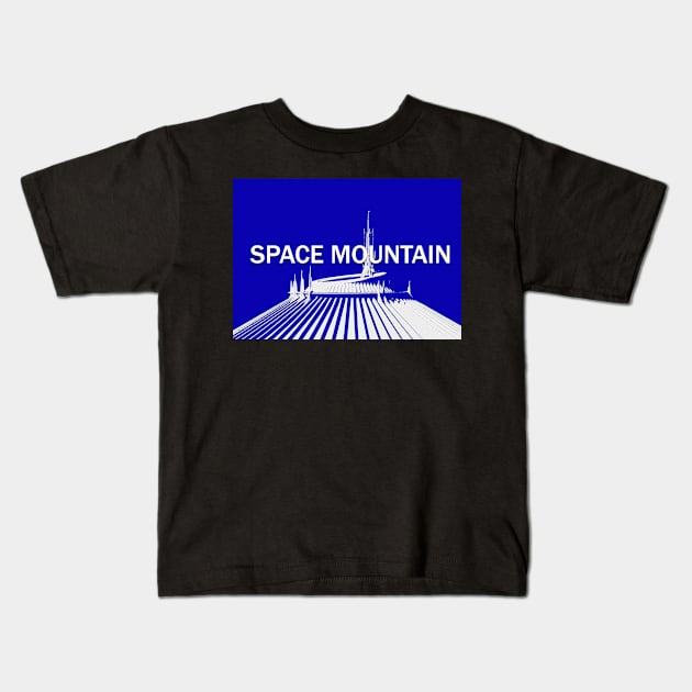 Space Mountain blue and white design Kids T-Shirt by dltphoto